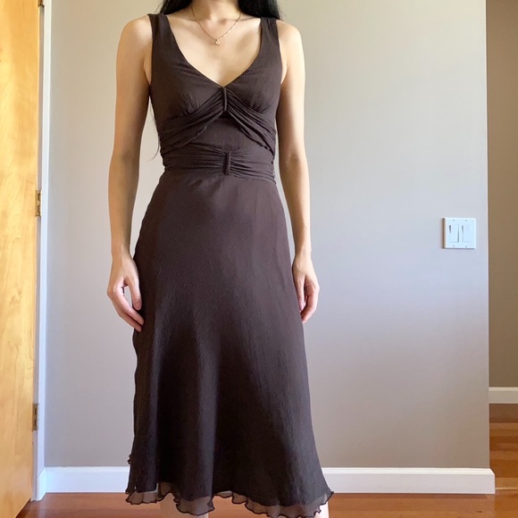 Vintage Dresses & Skirts - Vintage y2k silk midi dress brown